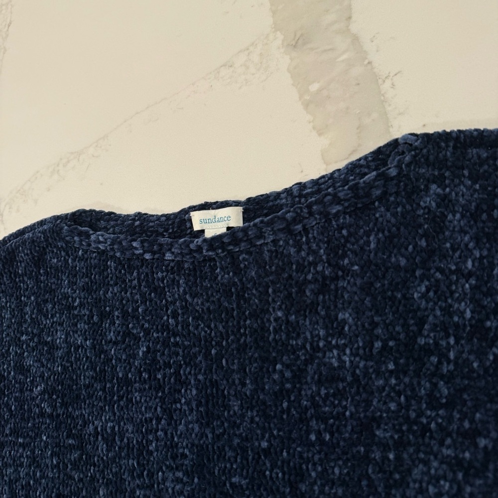 Sundance Samantha Chenille Bell Sleeve Pullover Sweater Women’s Small Dark Blue - Picture 5 of 8